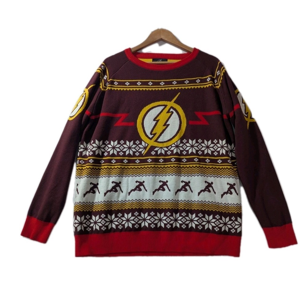 The Flash DC Comics Ugly‎ Christmas Sweater Fun.com Adult Unisex XL